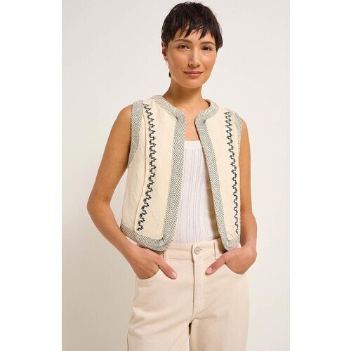 Lanius dames vegan Vest Geborduurd Beige