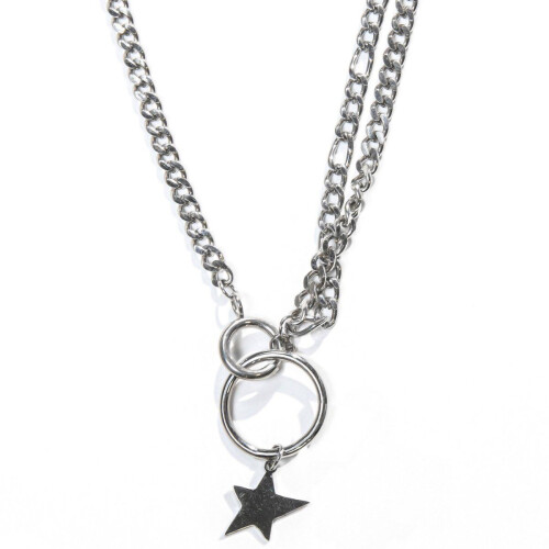 Laura Ferini Dames Ketting Stella Zilver - Zilverkleurige Schakelketting Met Ster - 18K Wit Verguld - Halsketting - Collier - Sieraad - Accessoires - Dames Ketting Met Hanger