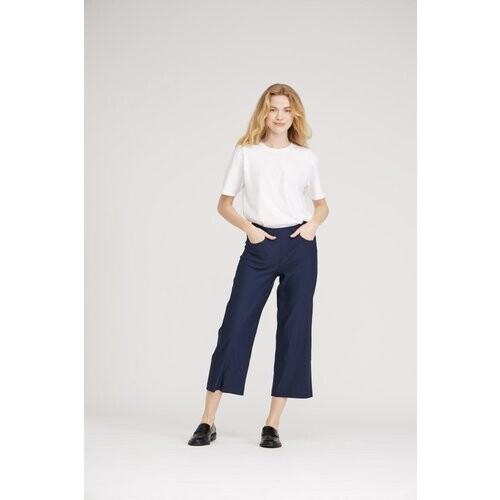 LAURIE dames vegan Broek Donna Loose Crop Marineblauw Tweedehands