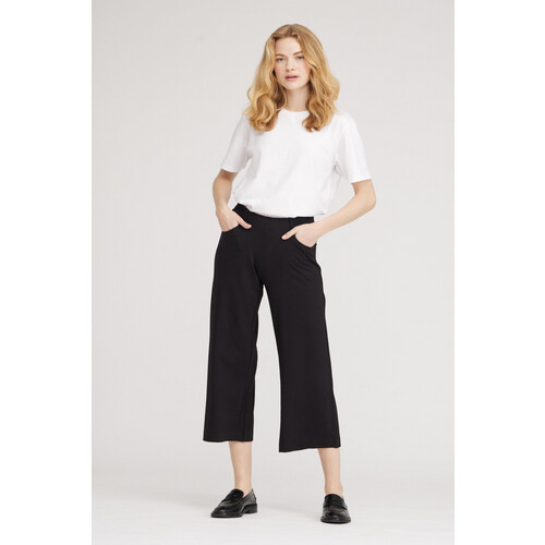 LAURIE dames vegan Broek Donna Loose Jersey Crop Zwart Tweedehands