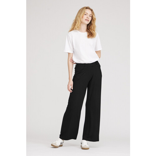 LAURIE dames vegan Broek Donna Loose Jersey Korte Lengte Zwart Tweedehands
