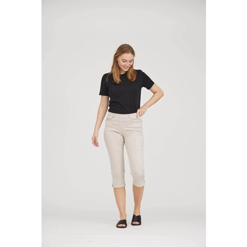 LAURIE dames vegan Broek Hannah Regular Capri Middellang Grijs Zand Tweedehands