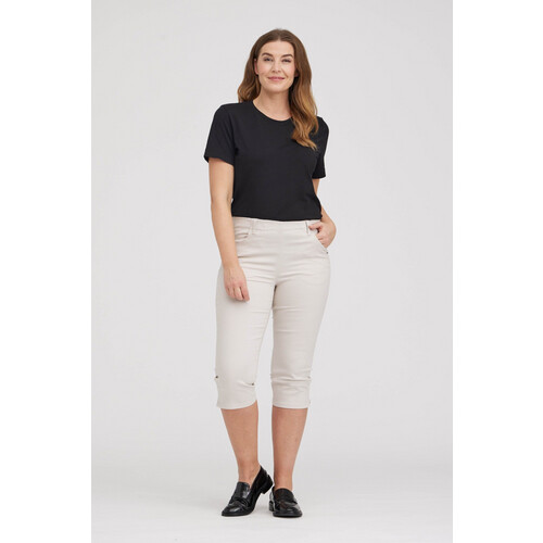 LAURIE dames vegan Broek Kelly Regular Capri Sl Grijs Zand Tweedehands