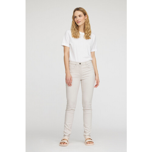 LAURIE dames vegan Broek Laura Slim Middellang Grijs Zand Tweedehands