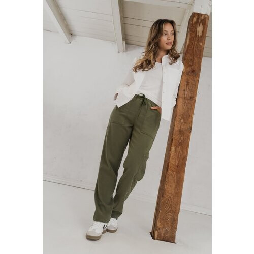 LAURIE dames vegan Broek Ofelia Cargo Relaxed Ml Dried Olive Groen Tweedehands