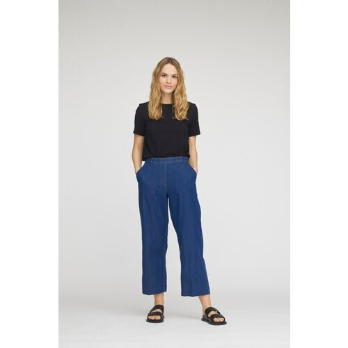 LAURIE dames vegan Broek Phoebe Losse Crop Medium Blauwe Denim Tweedehands