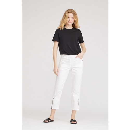 LAURIE dames vegan Broek Piper Regular Crop Wit Tweedehands