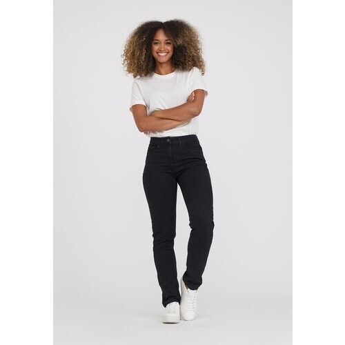 LAURIE dames vegan Jeans Charlotte Normale Middellange Ecolabel Gewassen Zwarte Denim Tweedehands