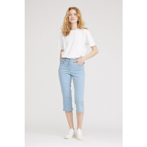 LAURIE dames vegan Jeans Charlotte Regular Capri Middellange Lichtblauwe Denim Tweedehands