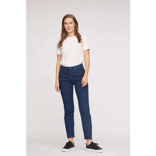 LAURIE dames vegan Jeans Charlotte Regular Middellange Ecolabel Donkerblauw Denim Tweedehands