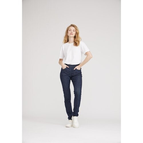 LAURIE dames vegan Jeans Grace Slim Medium Length Donkerblauw Denim Tweedehands