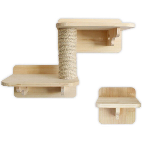 LBB Katten klimmuur - Klimwand - 3 muurplanken 1 krabpaal - Inclusief Catnip spray