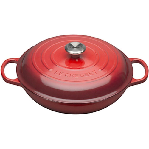 Le Creuset Campagnard - Braadpan -Ø30 cm - Gietijzer - Kersenrood Tweedehands