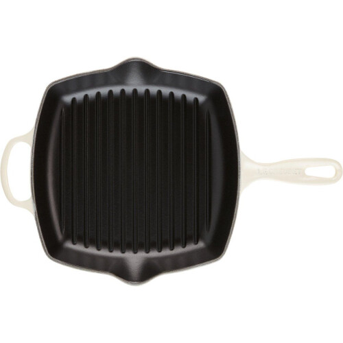 Le Creuset Grillpan Signature - 26 x 26 cm - Geëmailleerd gietijzer - Meringue Tweedehands