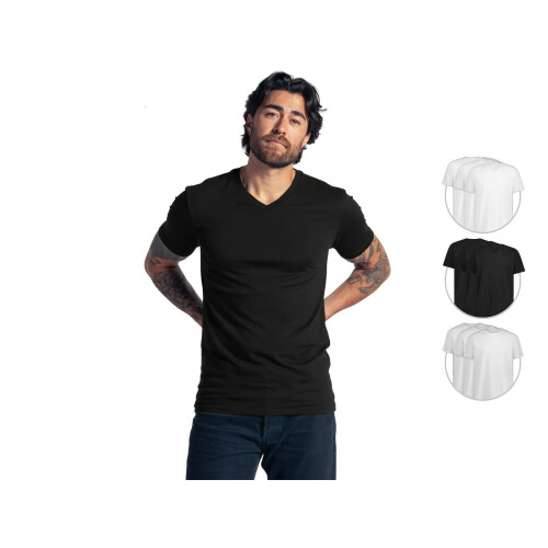 LebasQ Bamboo T-Shirt - 3-pack - V-hals & ronde hals - zwart - maat M (3-pack)