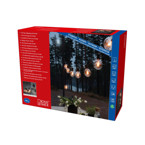 LED Globe Biertuinketting - Systeem uitbreiding - 10 heldere lampen - zwarte kabel (IP44)