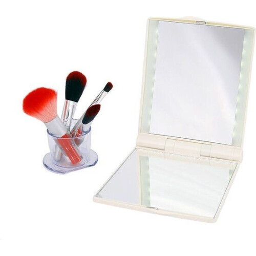 LED Make-up Spiegel met 3x Vergroting– Verlichte Draagbare Cosmeticaspiegel met Swarovski Kristal – Tweedehands