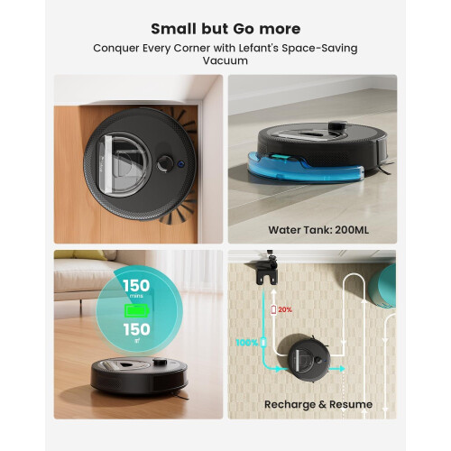 Lefant M330 Pro - Robotstofzuiger - 5000 Pa zuigkracht 3-in-1 - 150 minuten batterijduur