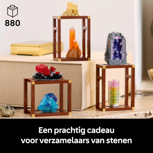 LEGO Ideas Mineralenverzameling - Bouwpakket Volwassenen - Kristalelementen Amethist Fluoriet Mandarijnkwarts Tweedehands