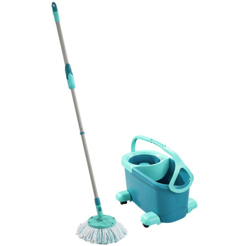 Leifheit Clean Twist Disc Mop Ergo - compleet dweilsysteem met wieltjes - 6 liter - Turquoise Tweedehands