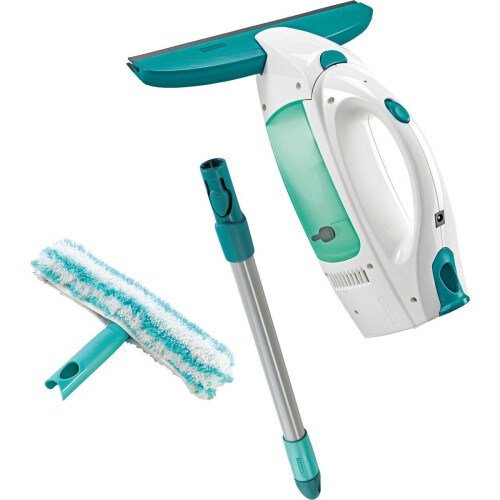 Leifheit Dry & Clean - raamzuiger met inwasser en steel - 43 cm - Turquoise
