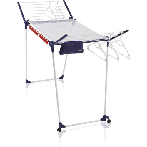 Leifheit Pegasus 200 Solid Deluxe Mobile - Droogrek met wieltjes - 20 m drooglengte - Wit/Blauw
