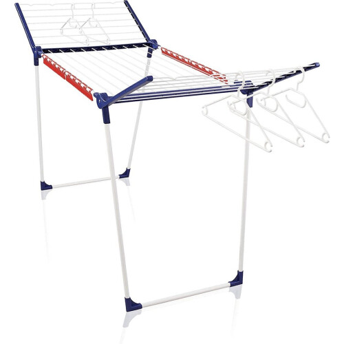 Leifheit Pegasus 200 Solid - Droogrek 20 m drooglengte - Stabiel met 4 houders en 5 hangers - Wit/Blauw