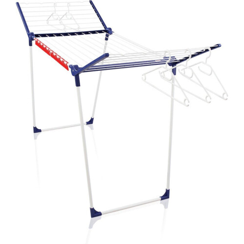 Leifheit Pegasus 200 Solid - Droogrek 20 m drooglengte - Incl. 5 windvaste klerenhangers en 2 houders voor accessoires - Wit/Blauw