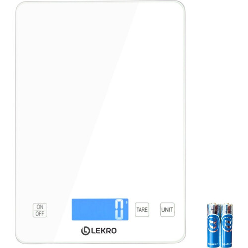 Lekro Digitale Keukenweegschaal - 1g tot 15kg - Tarra Functie - Wit