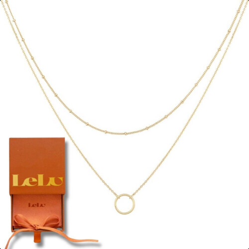 Lelu Ketting Dames - 2-delige Halsketting - Goud verguld - Choker met Ring - 38cm (2 stuks) Tweedehands