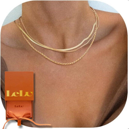 LeLu Ketting Dames - 3-delige Choker - Goudkleurig - Goldplated - 41.9cm (3 stuks)