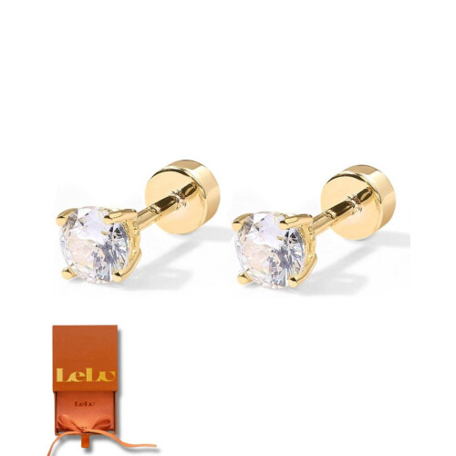 Lelu Oorknopjes - Oorbellen Dames - Goudkleurig - Zirkonia Kristal - 3mm