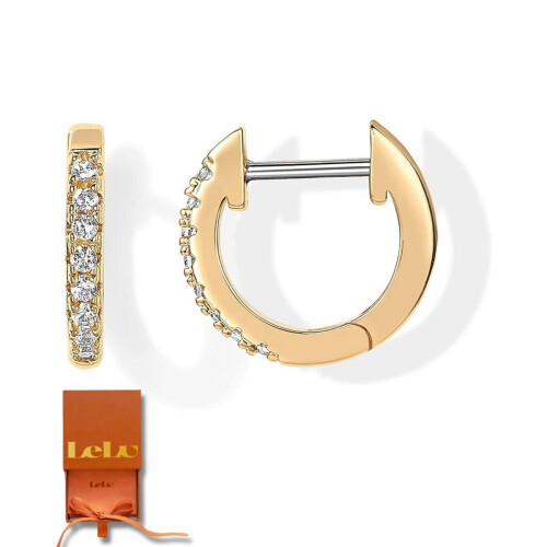 LeLu Oorringen - Cuff Oorhangers - Goldplated - Zirkonia Kristallen - Goudkleurig - 12mm