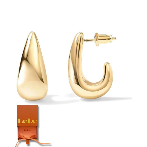 Lelu Oorringen - Druppel Oorhangers - 14K Goud Verguld - Goudkleurig (1 paar) Tweedehands