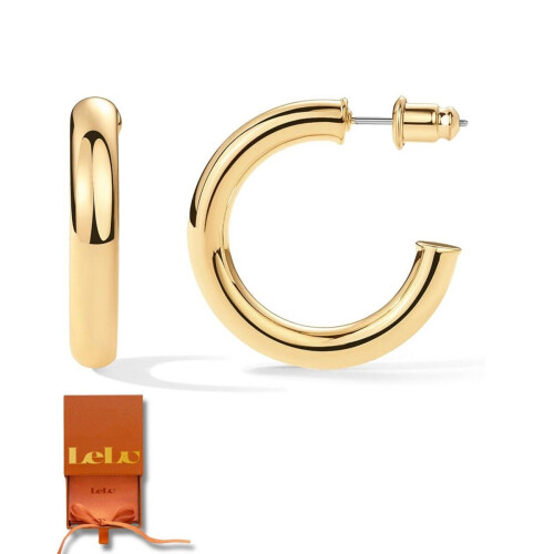 Lelu Oorringen - Ronde Oorhangers - Goud Verguld - 30mm - Met cadeauverpakking (1 paar)