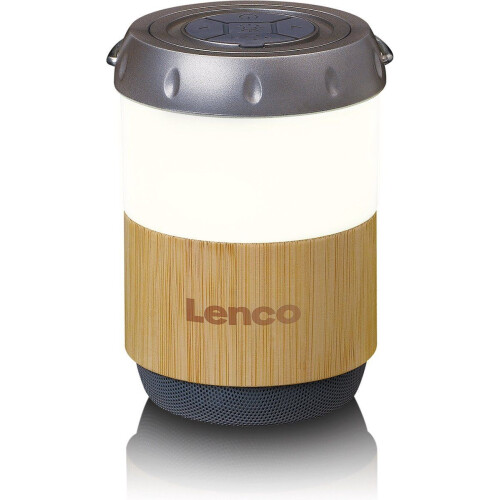 Lenco BTL-030BA - Lantaarn met Bluetooth Speaker 3W - Wit-Bamboe
