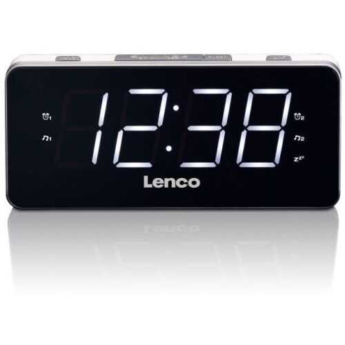 Lenco CR-19 - PLL FM Klokradio - Dubbele alarmfunctie met USB lader - Zilver