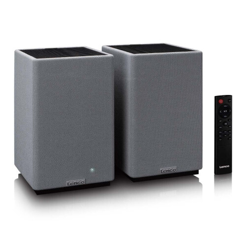 Lenco Hifi Speaker - Boekenplank speakers met Bluetooth - 80W - 2 stuks - Stereo set - SPB-240BKGY - Zwart/Grijs