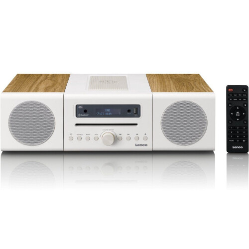 Lenco MC-375WHWD - HiFi-stereosysteem - DAB+ FM-radio Bluetooth 5.2 CD-speler draadloos oplaadstation Hout Tweedehands
