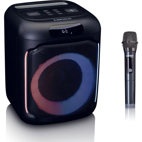 Lenco PA-101BK - Draadloze Party Speaker - 100W RMS met LED-verlichting en Microfoon - Zwart