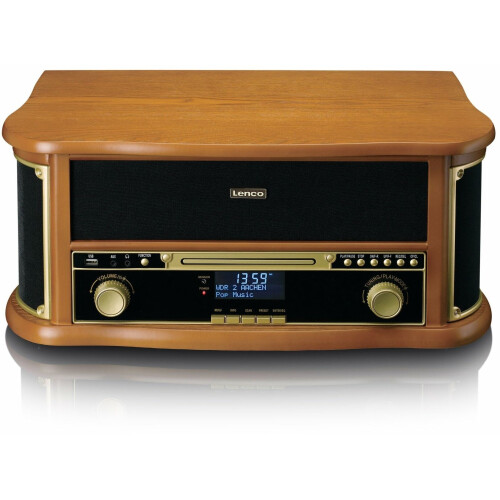 Lenco TCD-2571WD - Retro Platenspeler - Bluetooth 5.0 DAB+/FM-radio USB encoding naar MP3