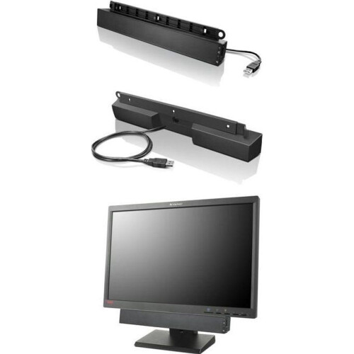 Lenovo - USB-geluidsbalk - Compatibel met Lenovo ThinkVision - Zwart
