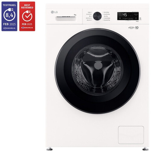 LG F4X1009NWK - Wasmachine - 9 kg - Direct Drive - Stoom - 1400 RPM - Wit