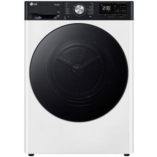 LG RH90V9LVEN - Warmtepompdroger - 9 kg - 62 dBA - Auto cleaning condensor - Wit met zwart getinte glazen deur Tweedehands
