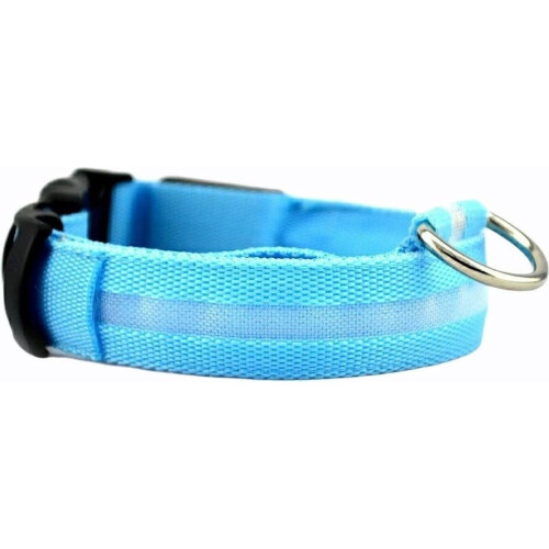 Lichtgevende Halsband LED Maat XL 42 - 56 cm USB Oplaadbaar Hondenhalsband Puppy Riem - Blauw Hond Dog Kat Kitten Cat - Dutchwide Tweedehands