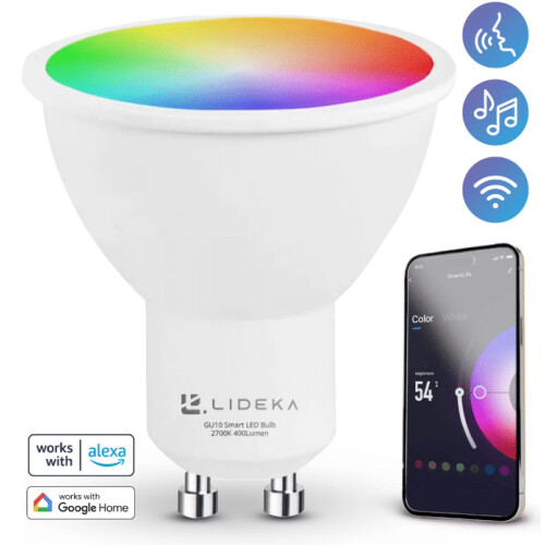 Lideka LED Lamp GU10 spot RGBW, Warm White, LED Lampen met App, Smart LED Verlichting, Dimbaar,,,,,, Tweedehands