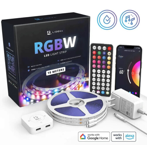 Lideka® LED Strip - Warm Wit Dimbaar - RGBW - 10 meter (2x5)