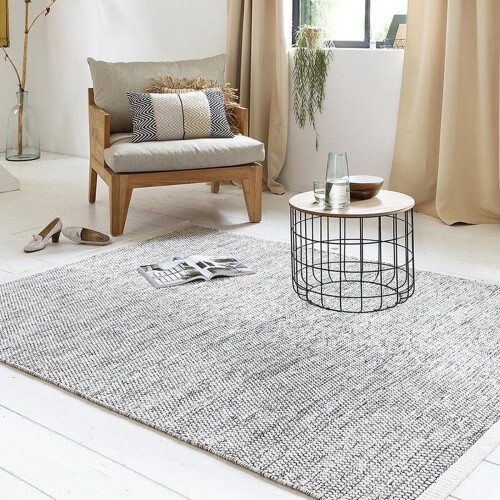 Lifa Living - Wol Vloerkleed - 70% Wol 30% Katoen - 160 x 230 cm - Zwart/Wit Tweedehands