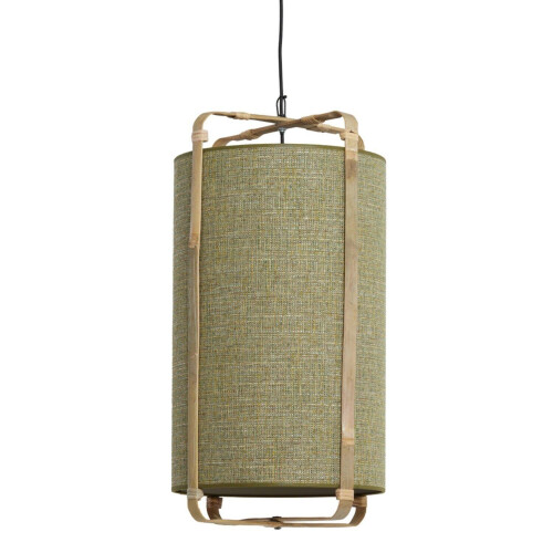 Light&living Sendai - Hanglamp -Ø42 x 70 cm - groen met naturel bamboe Tweedehands