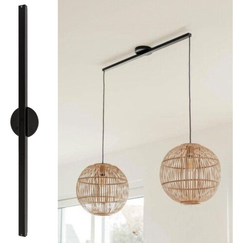 Lightswing® Twin 90cm - Ophangsysteem voor 2 Hanglampen tot 3,5 KG per lamp - Mat Zwart - 75cm Verplaatsbare Verlichting